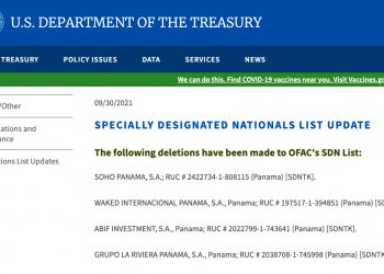 OFAC (Lista Clinton) retira de lista a cuatro empresas panameñas incluyendo las de Waked porque no están activas