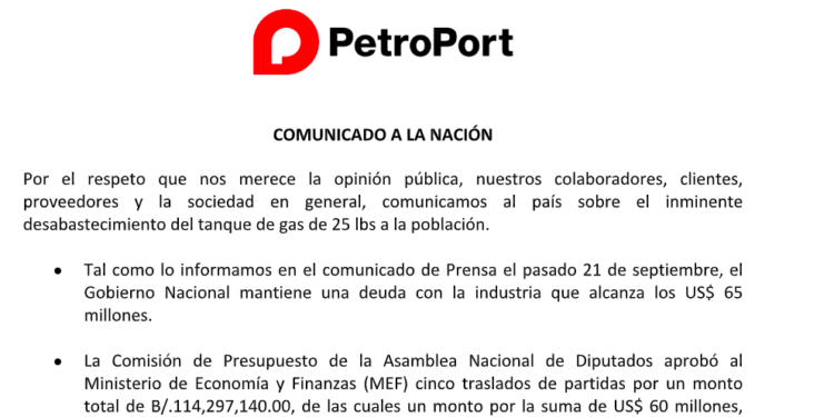 Petroport: inminente desabastecimiento del tanque de gas de 25 lbs