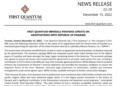 First Quantum operador de Cobre Panamá asegura que no se pudieron acordar las protecciones legales necesarias sobre terminación, estabilidad y arreglos de transición