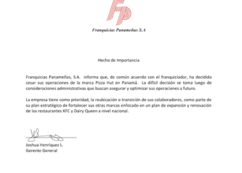 Franquicias Panameñas anuncian cierre de Pizza Hut en Panamá