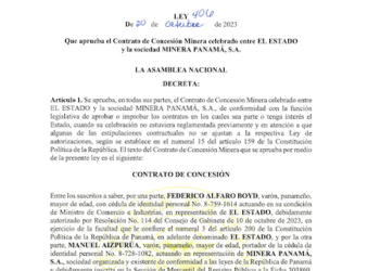 Ya en gaceta oficial el Contrato de Minera Panamá y el Estado