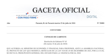 Gabinete autoriza al ministro de Economía presentar proyecto para modificación al presupuesto 2024 de Panamá