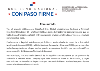 Gobierno de Panamá afirma que mantendrá auditoría a Panama Ports mientras avanza venta