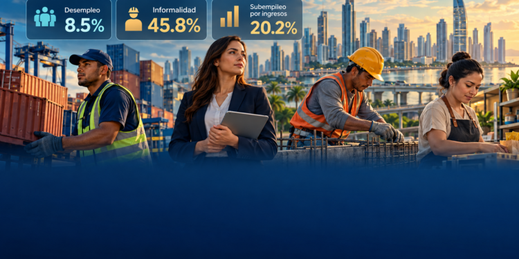 El desempleo baja a 8.5%, la informalidad disminuye y el subempleo aumenta en Panamá